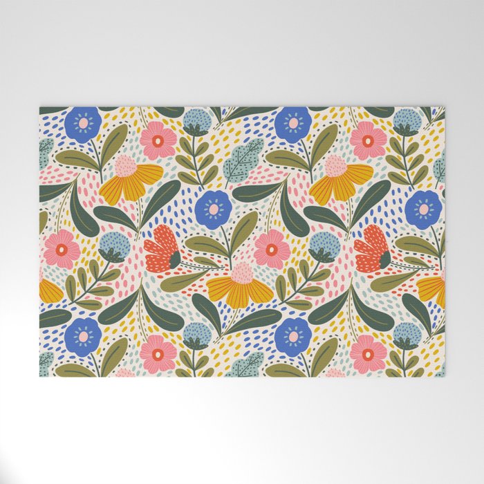 Oh Happy day - Floral pattern  Welcome Mat Gallery Image 1