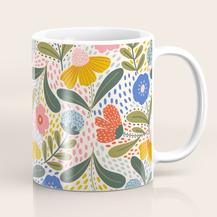 Oh Happy day - Floral pattern  Coffee Mug Gallery Image 1
