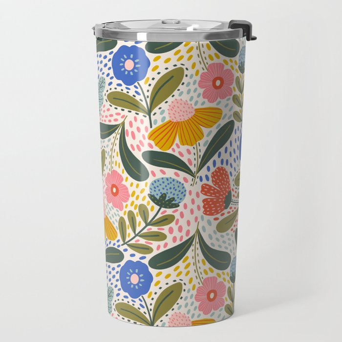 Oh Happy day - Floral pattern  Travel Mug Gallery Image 2