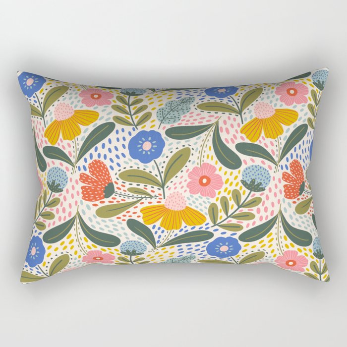 Oh Happy day - Floral pattern  Rectangular Pillow Gallery Image 2