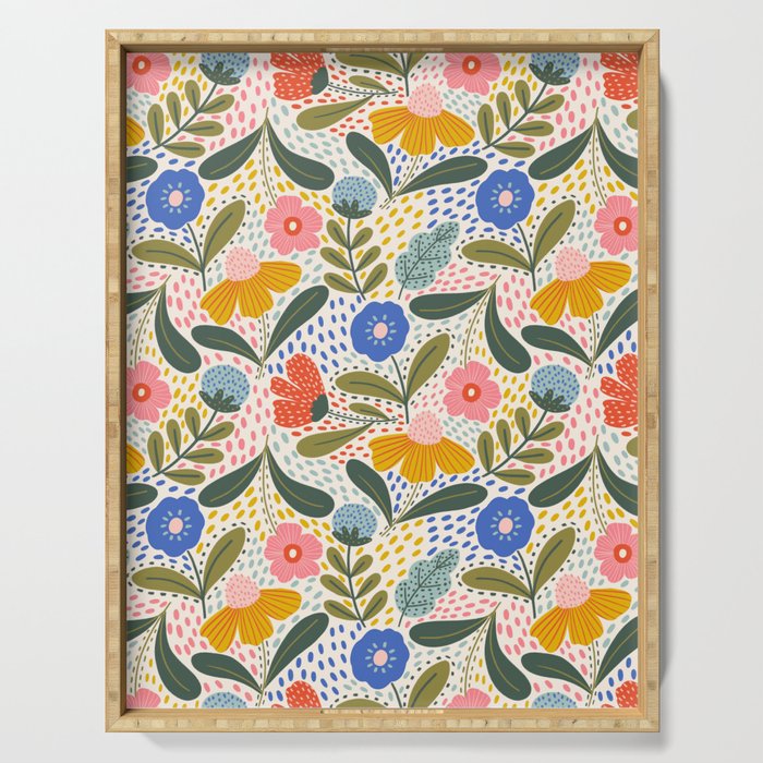 Oh Happy day - Floral pattern  Serving Tray Gallery Image 1