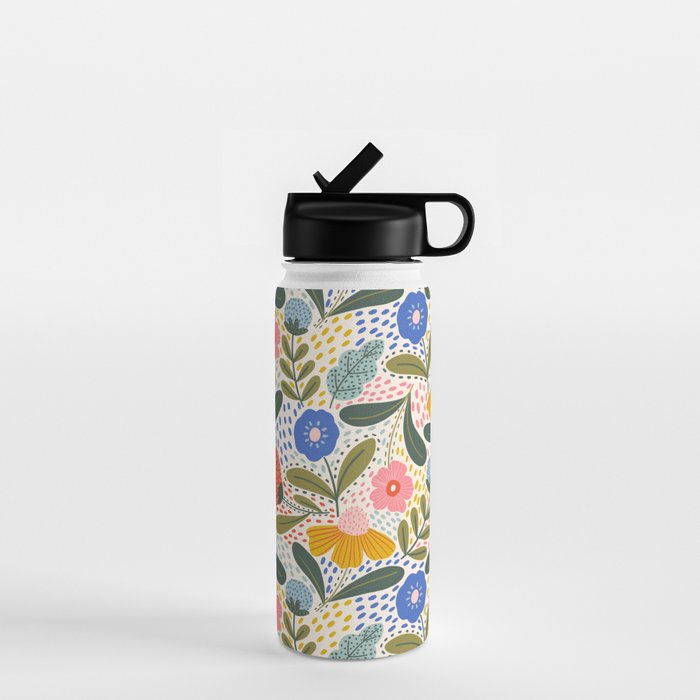 Oh Happy day - Floral pattern  Water Bottle Gallery Image 1
