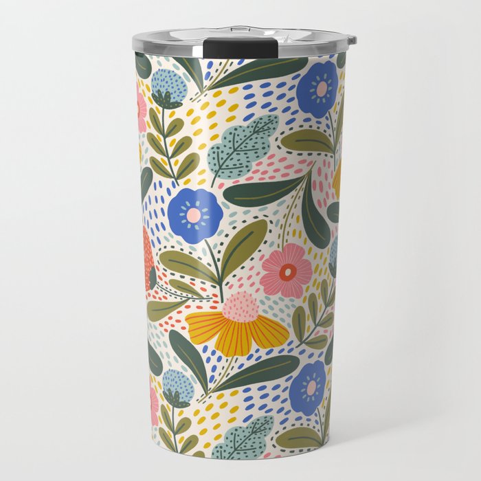 Oh Happy day - Floral pattern  Travel Mug Gallery Image 1
