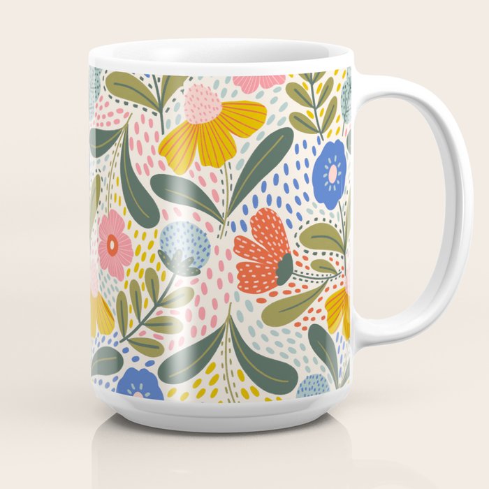 Oh Happy day - Floral pattern  Coffee Mug Gallery Image 2