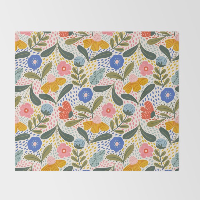 Oh Happy day - Floral pattern  Throw Blanket Gallery Image 2