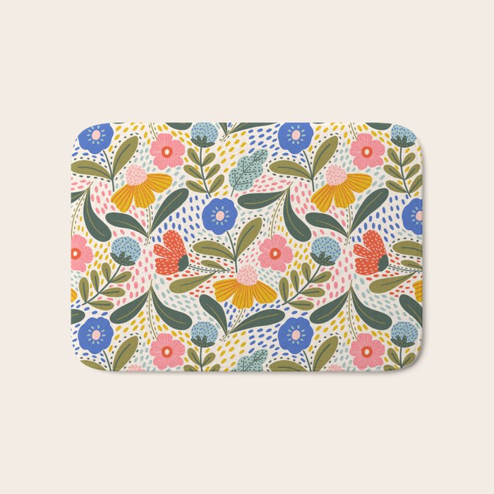 Oh Happy day - Floral pattern  Bath Mat Gallery Image 1
