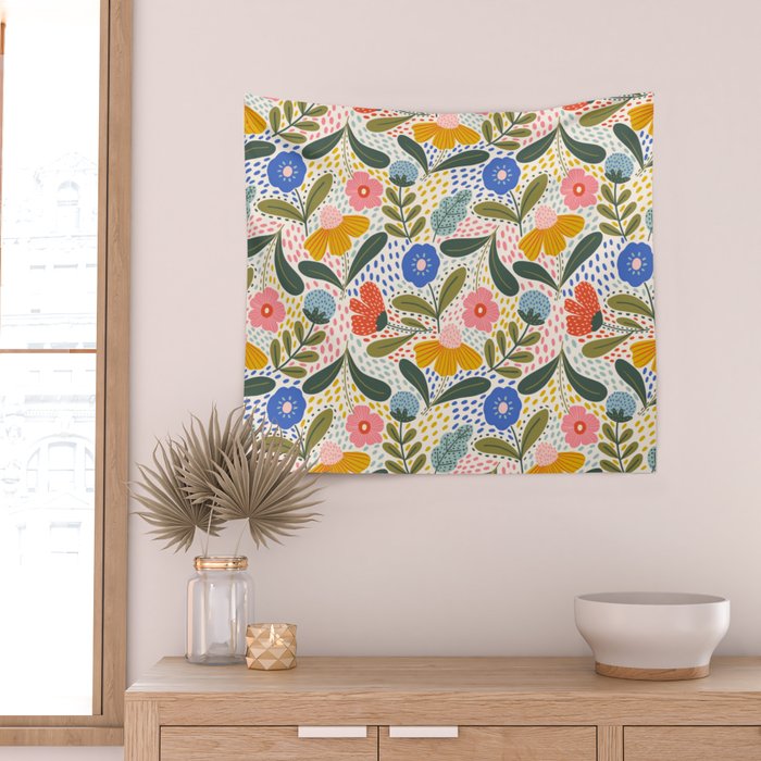 Oh Happy day - Floral pattern  Wall Tapestry Gallery Image 2