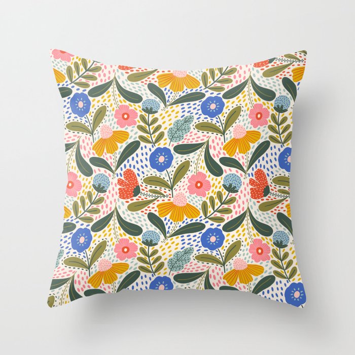 Oh Happy day - Floral pattern  Throw Pillow Gallery Image 1