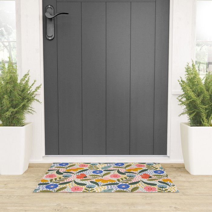 Oh Happy day - Floral pattern  Welcome Mat Gallery Image 3