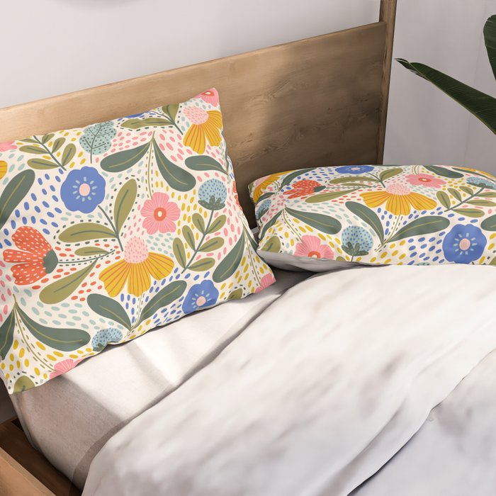 Oh Happy day - Floral pattern  Pillow Sham Gallery Image 2