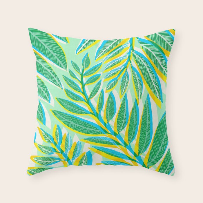 Colorful Tropical Pop Vines Throw Pillow Gallery Image 6