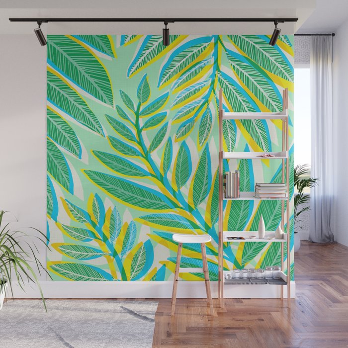Colorful Tropical Pop Vines Wall Mural Gallery Image 1