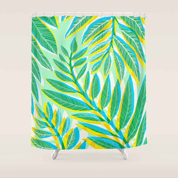 Colorful Tropical Pop Vines Shower Curtain Gallery Image 1