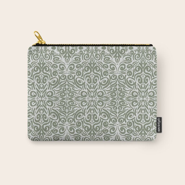 Vintage Green Spirals Carry All Pouch Gallery Image 1