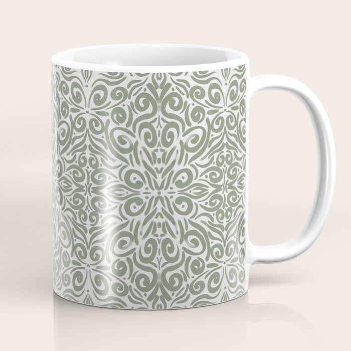 Vintage Green Spirals Coffee Mug Gallery Image 1