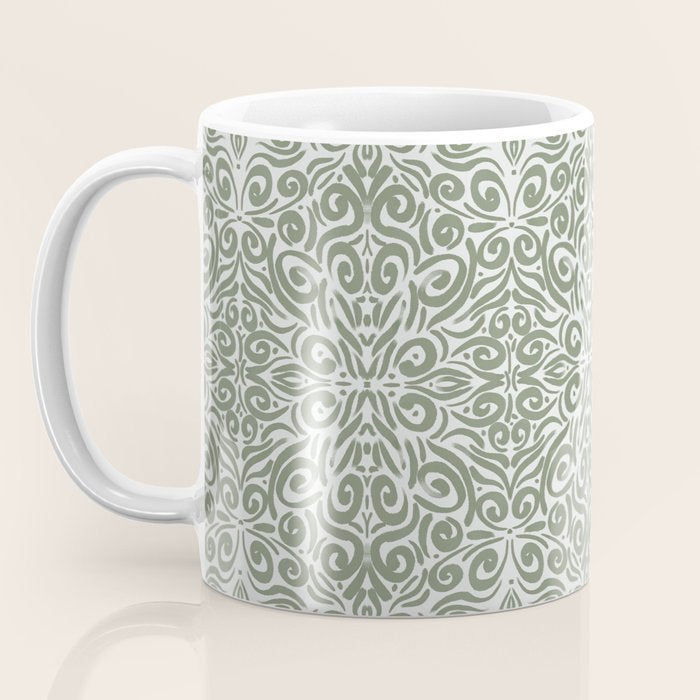 Vintage Green Spirals Coffee Mug Gallery Image 3