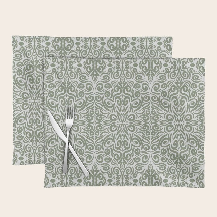 Vintage Green Spirals Placemat Gallery Image 1