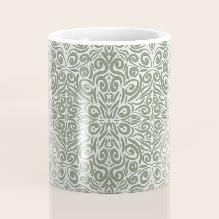 Vintage Green Spirals Coffee Mug Gallery Image 4