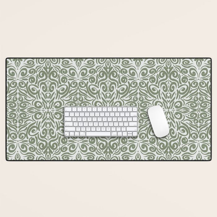 Vintage Green Spirals Desk Mat Gallery Image 1