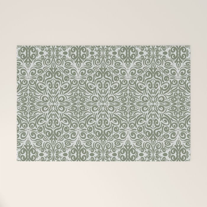 Vintage Green Spirals Welcome Mat Gallery Image 1