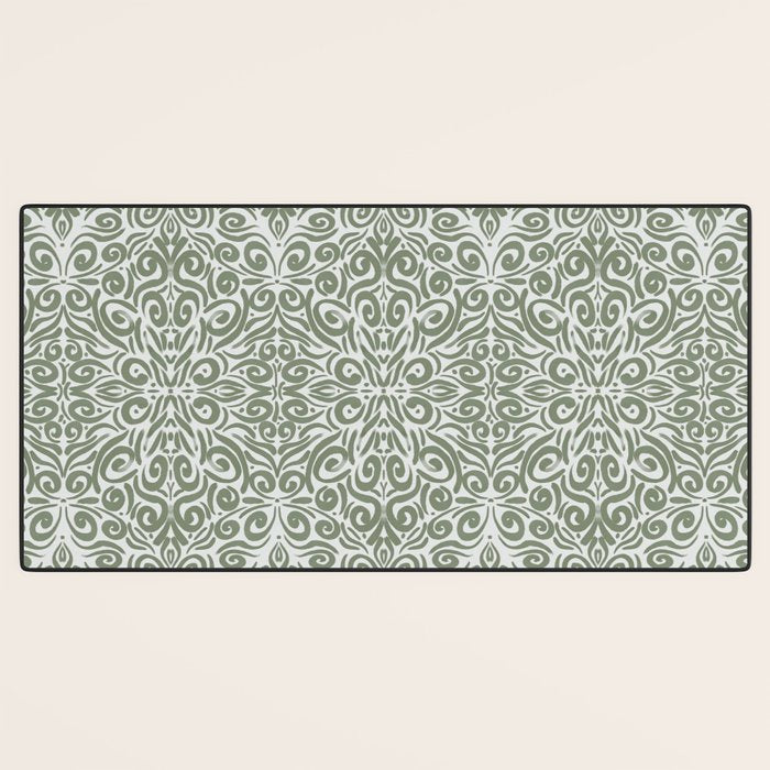 Vintage Green Spirals Desk Mat Gallery Image 3