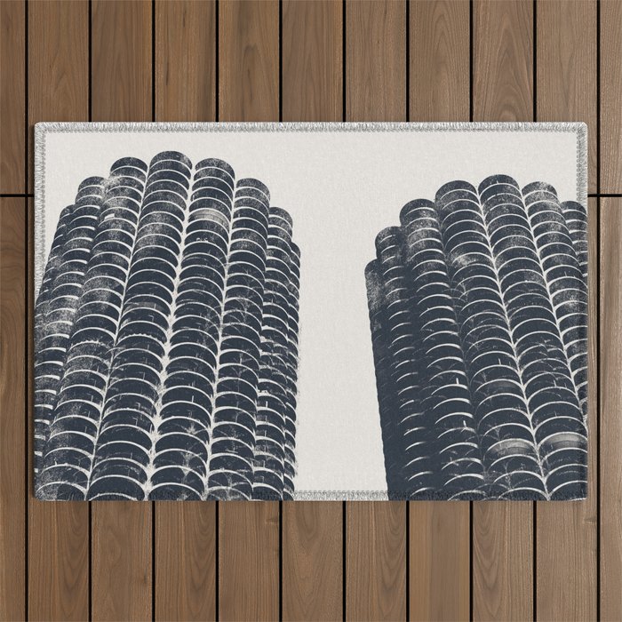 Chicago Architecture, Marina City, Chicago Wall Art, Chicago Art, Chicago Photography, Canvas Art Outdoor Rug Gallery Image 1