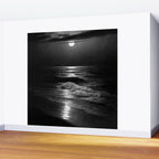 The summer sea moonlit coastal beach and waves with full moon black and white seascape photograph / photography by Rudolf Eickemeyer Jr. Wall Mural Gallery Image 2