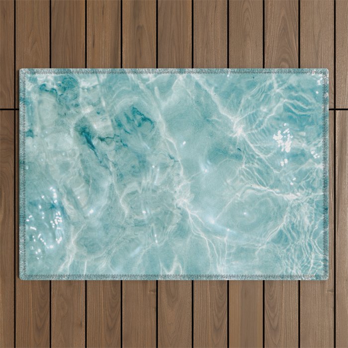 Clear blue water | Colorful ocean photography print | Turquoise sea Outdoor Rug Gallery Image 1