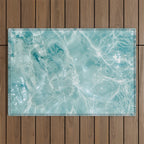 Clear blue water | Colorful ocean photography print | Turquoise sea Outdoor Rug Gallery Image 1