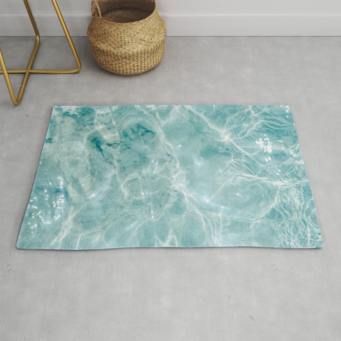 Clear blue water | Colorful ocean photography print | Turquoise sea Rug Gallery Image 1
