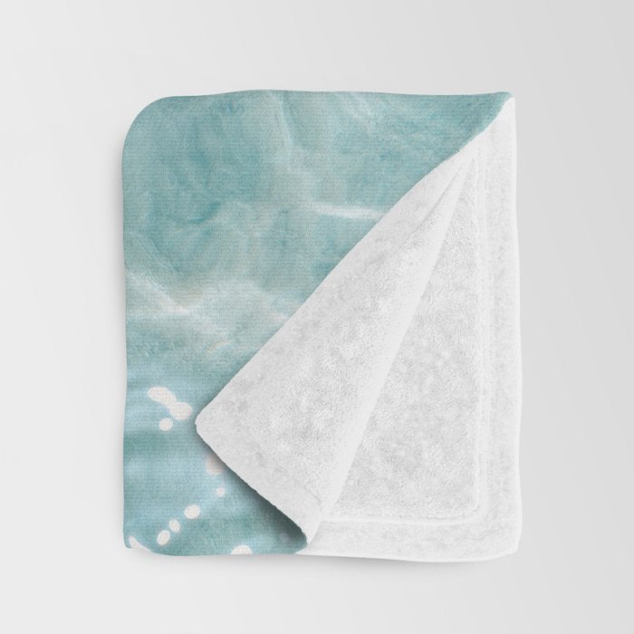 Clear blue water | Colorful ocean photography print | Turquoise sea Throw Blanket Gallery Image 3