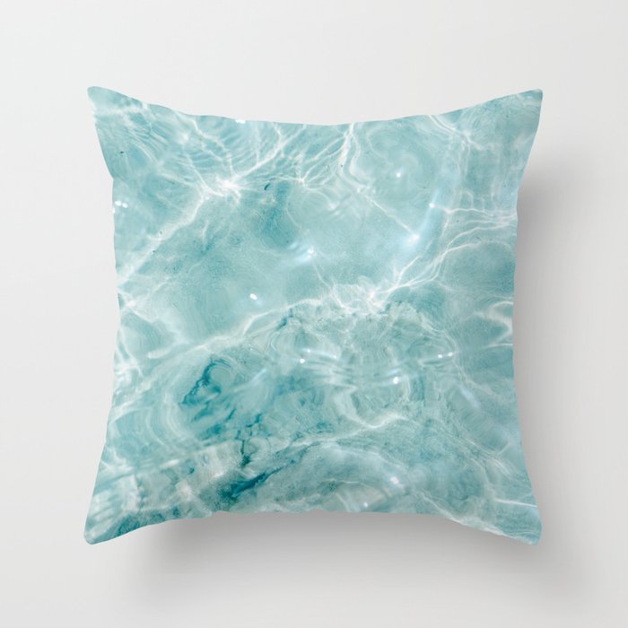 Clear blue water | Colorful ocean photography print | Turquoise sea Throw Pillow Gallery Image 6