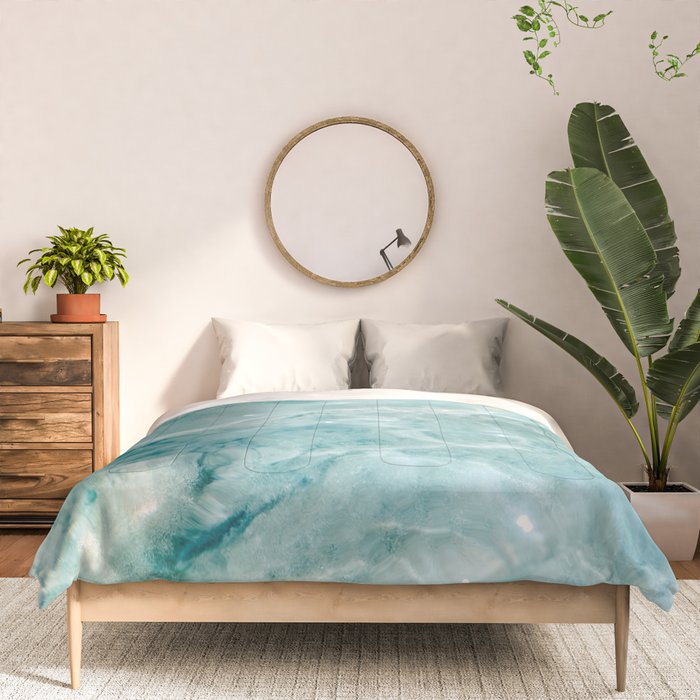 Clear blue water | Colorful ocean photography print | Turquoise sea Comforter Gallery Image 3