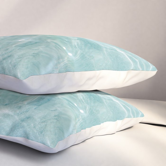 Clear blue water | Colorful ocean photography print | Turquoise sea Pillow Sham Gallery Image 3