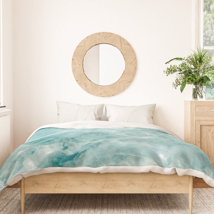 Clear blue water | Colorful ocean photography print | Turquoise sea Duvet Cover Gallery Image 3