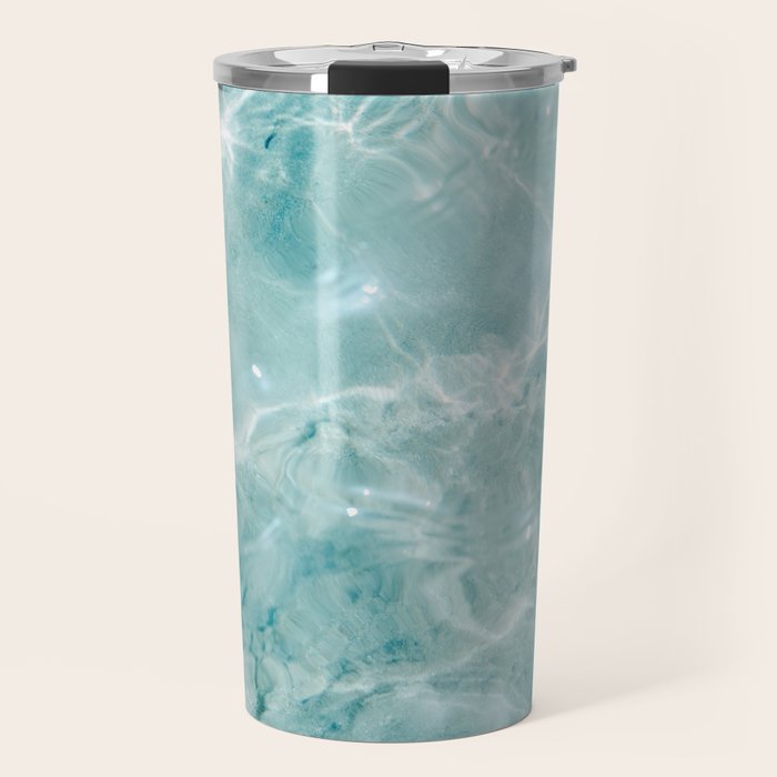 Clear blue water | Colorful ocean photography print | Turquoise sea Travel Mug Gallery Image 1