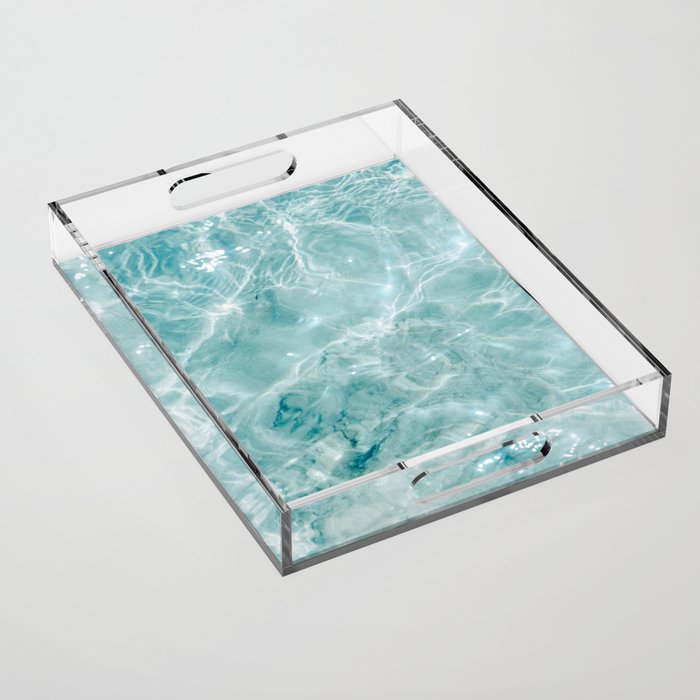 Clear blue water | Colorful ocean photography print | Turquoise sea Acrylic Tray Gallery Image 1