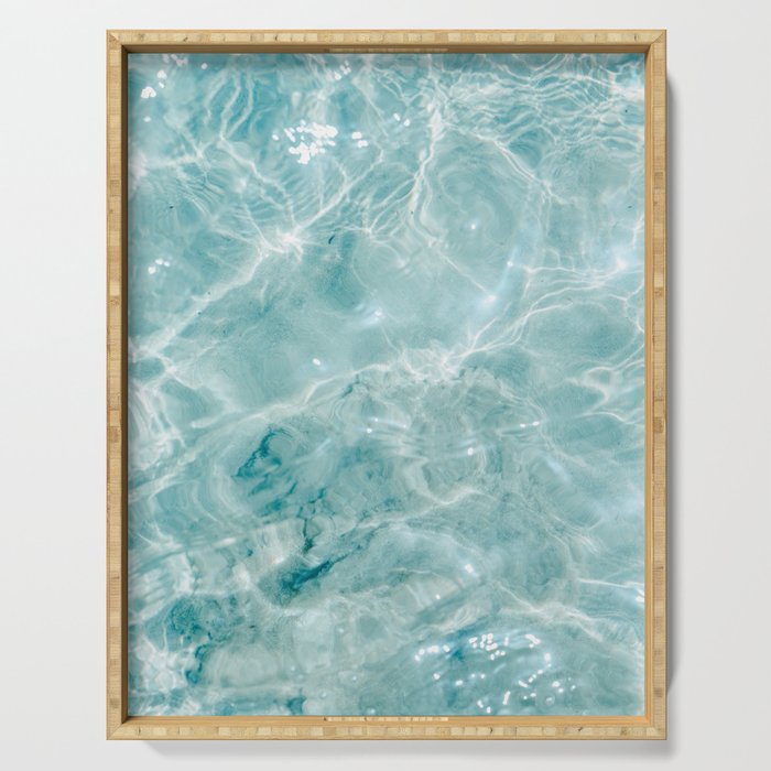 Clear blue water | Colorful ocean photography print | Turquoise sea Serving Tray Gallery Image 1