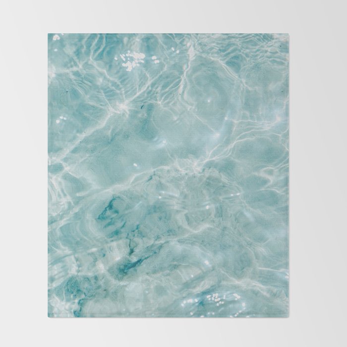 Clear blue water | Colorful ocean photography print | Turquoise sea Throw Blanket Gallery Image 2
