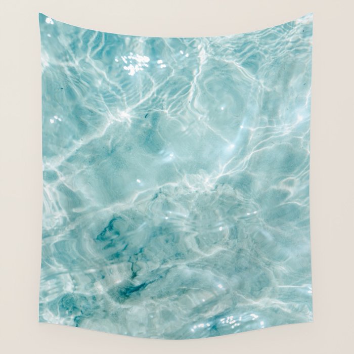 Clear blue water | Colorful ocean photography print | Turquoise sea Wall Tapestry Gallery Image 4