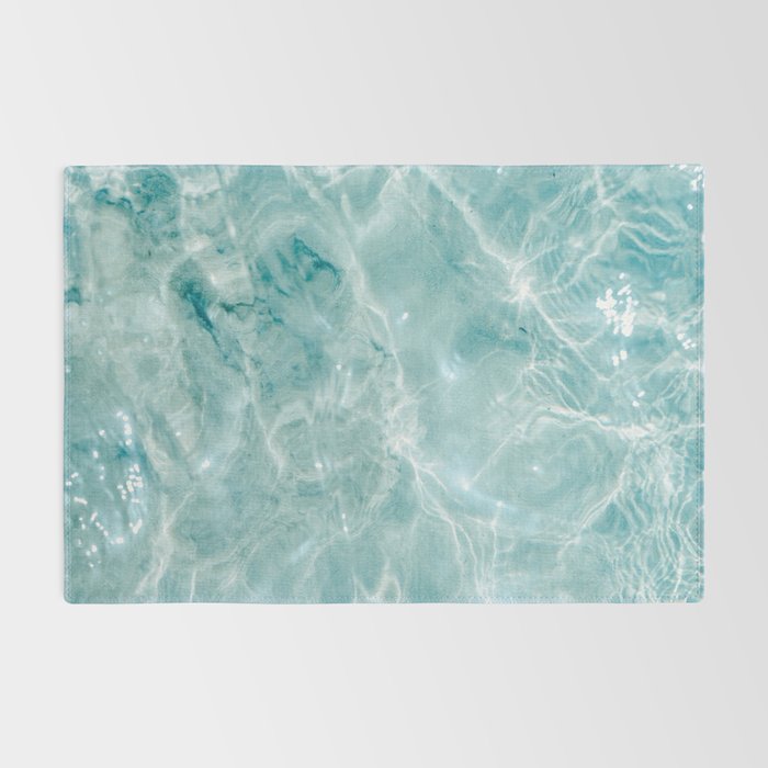Clear blue water | Colorful ocean photography print | Turquoise sea Rug Gallery Image 2