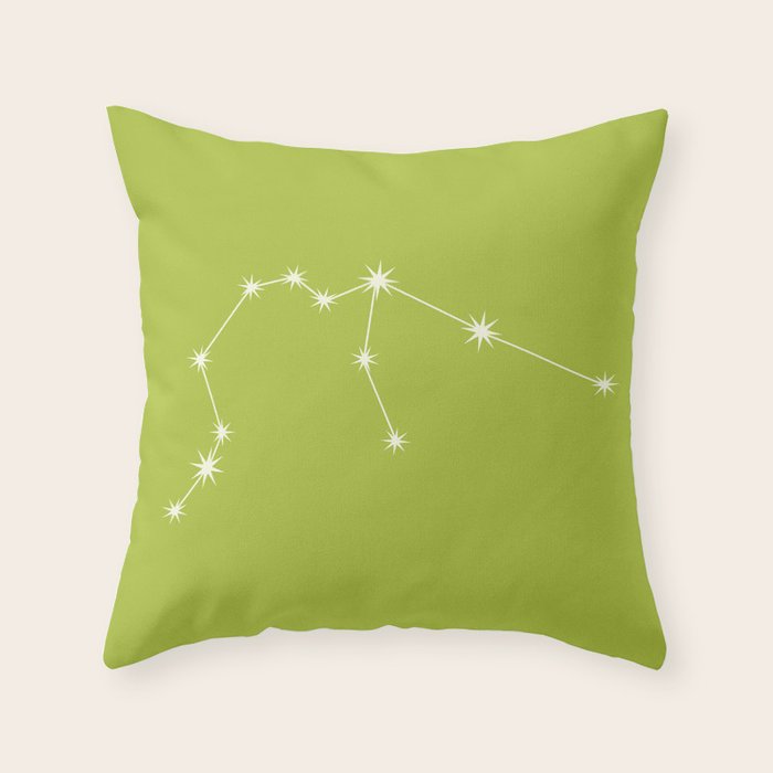 Aquarius Zodiac Star Constellation Line Art Chartreuse Green Throw Pillow Gallery Image 1