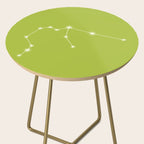 Aquarius Zodiac Star Constellation Line Art Chartreuse Green Side Table Gallery Image 2