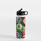 billiards balls ball pool table game room man cave eight ball colorful rainbow art Water Bottle Gallery Image 1