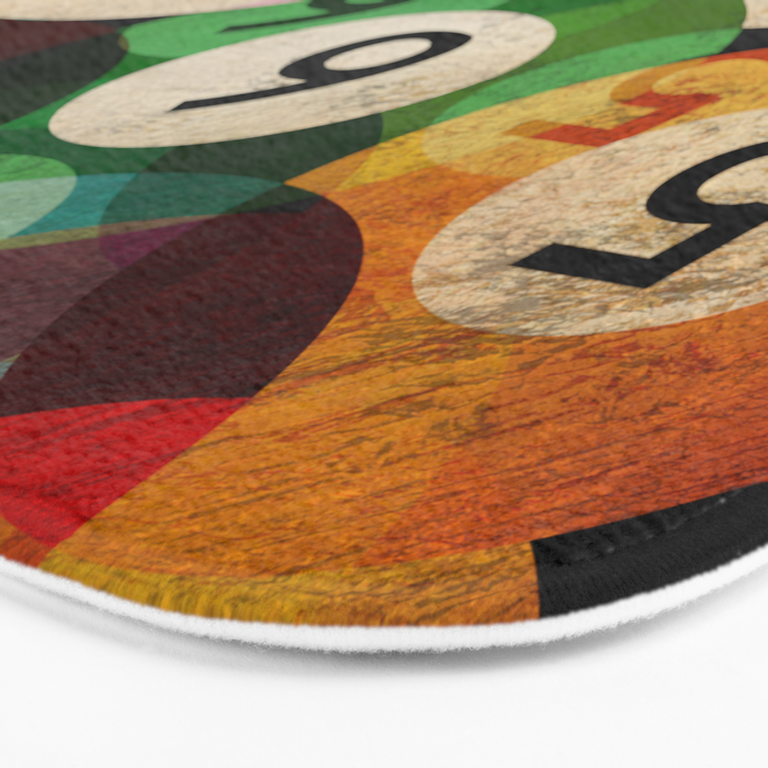 billiards balls ball pool table game room man cave eight ball colorful rainbow art Bath Mat Gallery Image 3