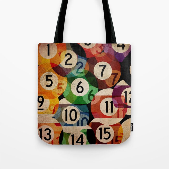 billiards balls ball pool table game room man cave eight ball colorful rainbow art Tote Bag Gallery Image 1