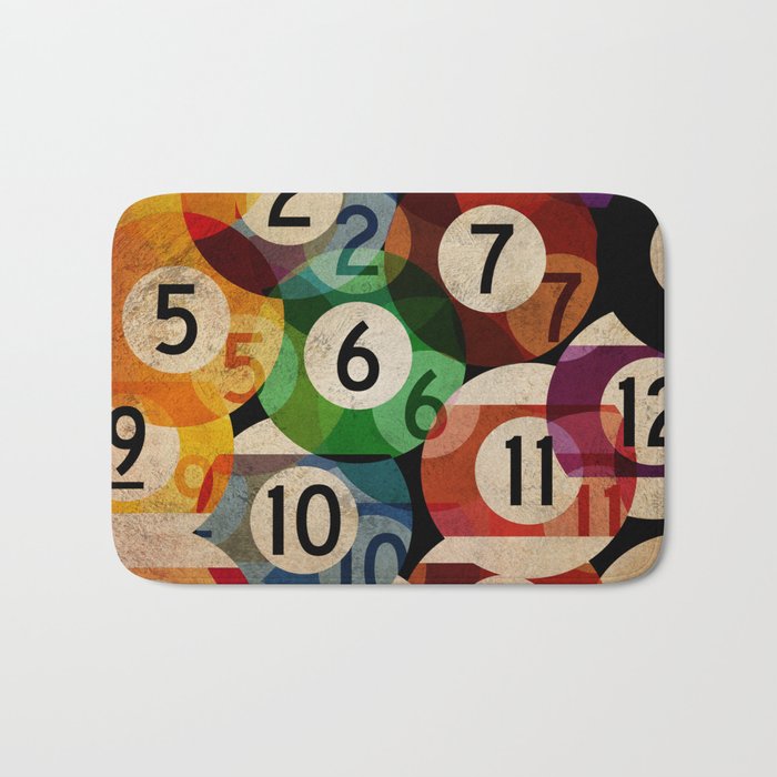 billiards balls ball pool table game room man cave eight ball colorful rainbow art Bath Mat Gallery Image 1
