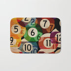 billiards balls ball pool table game room man cave eight ball colorful rainbow art Bath Mat Gallery Image 1