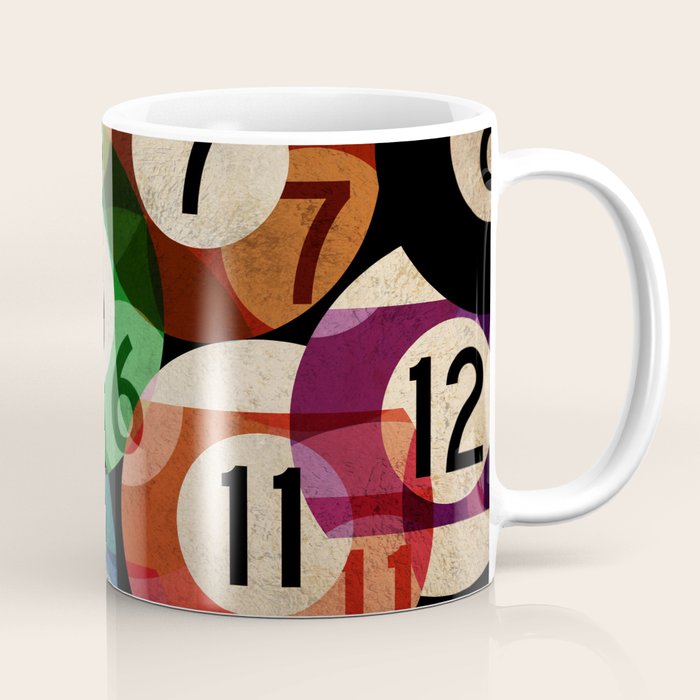 billiards balls ball pool table game room man cave eight ball colorful rainbow art Coffee Mug Gallery Image 1