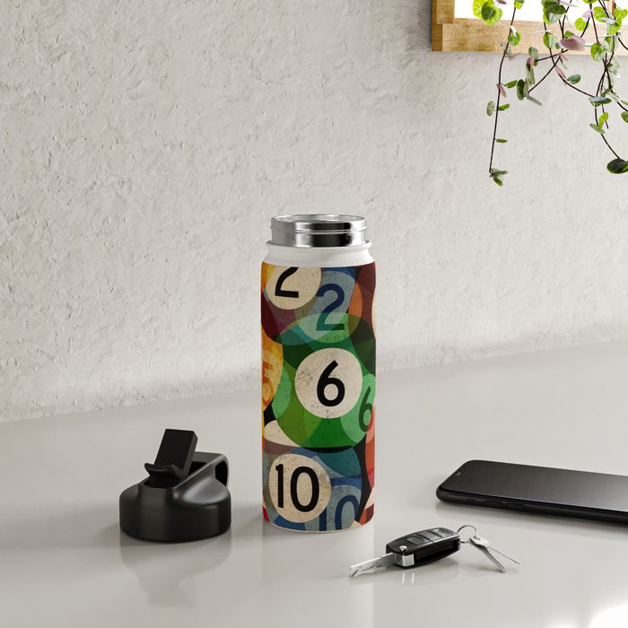 billiards balls ball pool table game room man cave eight ball colorful rainbow art Water Bottle Gallery Image 4